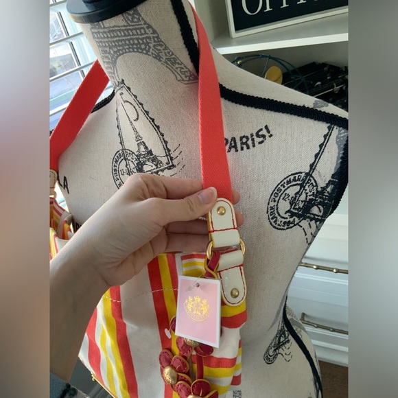 JUICY COUTURE Striped Yellow Orange Hobo Cotton Fabric Shoulder Bag BRAND NEW - Picture 2 of 16